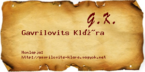 Gavrilovits Klára névjegykártya